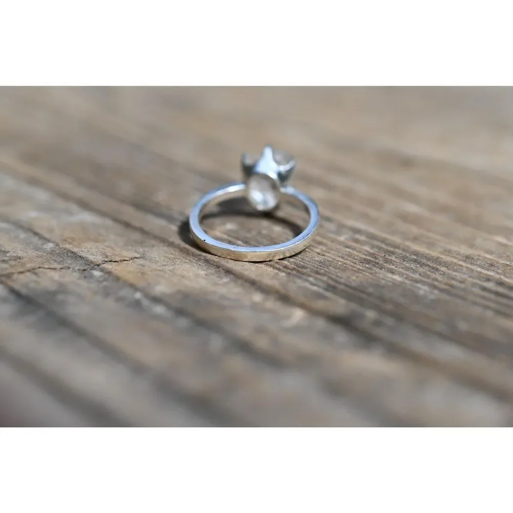 Pear shaped Lake county diamond engagement ring sterling silver 925 size 4